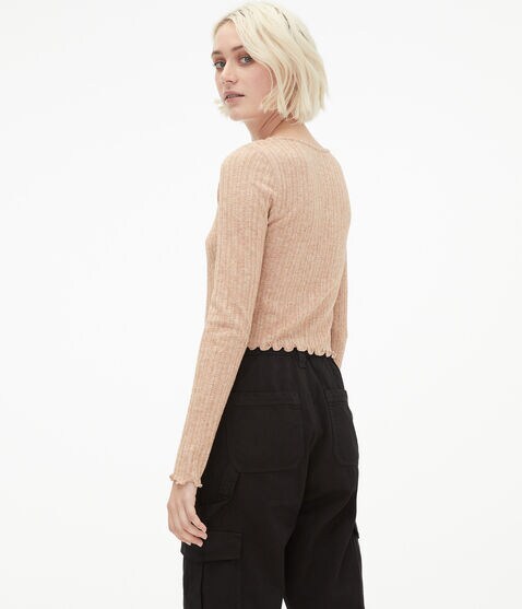 Long Sleeve Double Tie-Front Cropped Cardigan