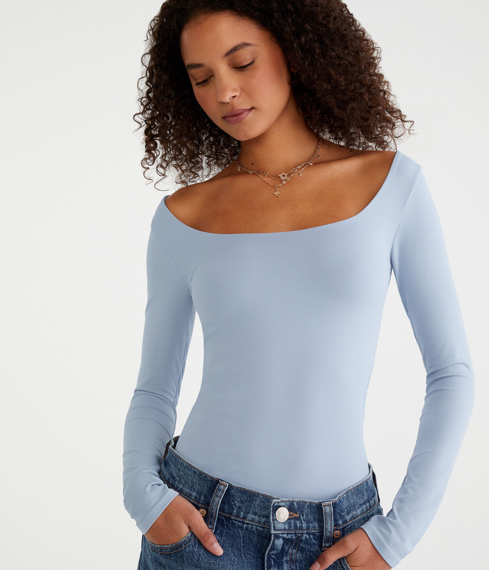 Long Sleeve Seriously Soft Sculpt Scoop-Neck Tee
