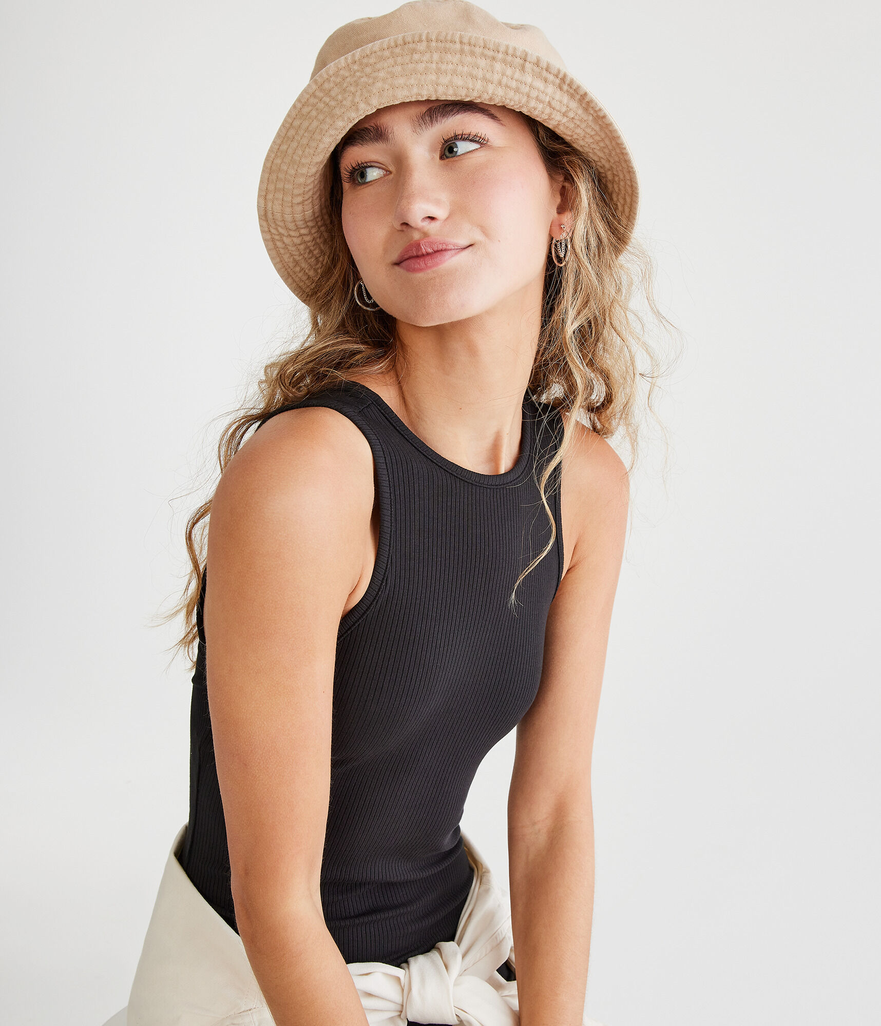 Solid High-Neck Ribbed Midi Slip Dress