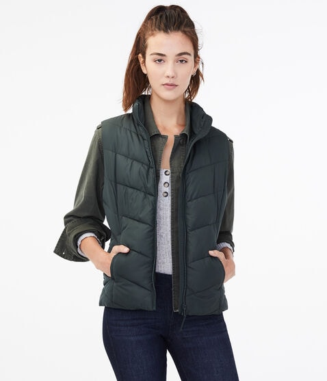 Chevron Quilted Puffer Vest