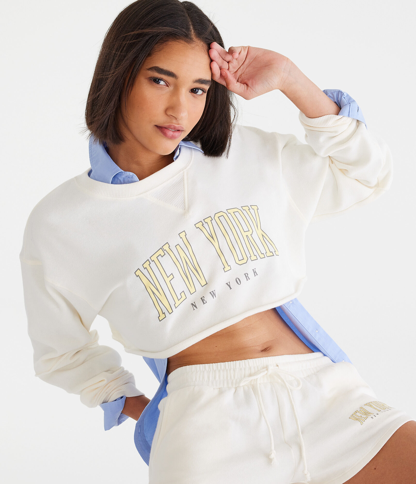 New York Destination Cropped Crew Sweatshirt