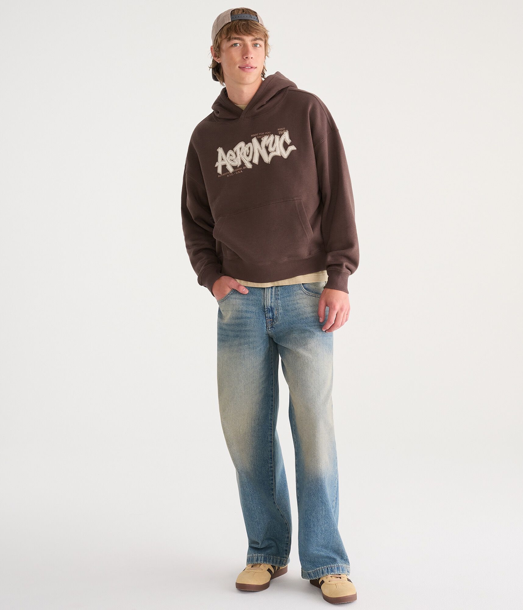 Aero NYC Original Brand Boxy Pullover Hoodie