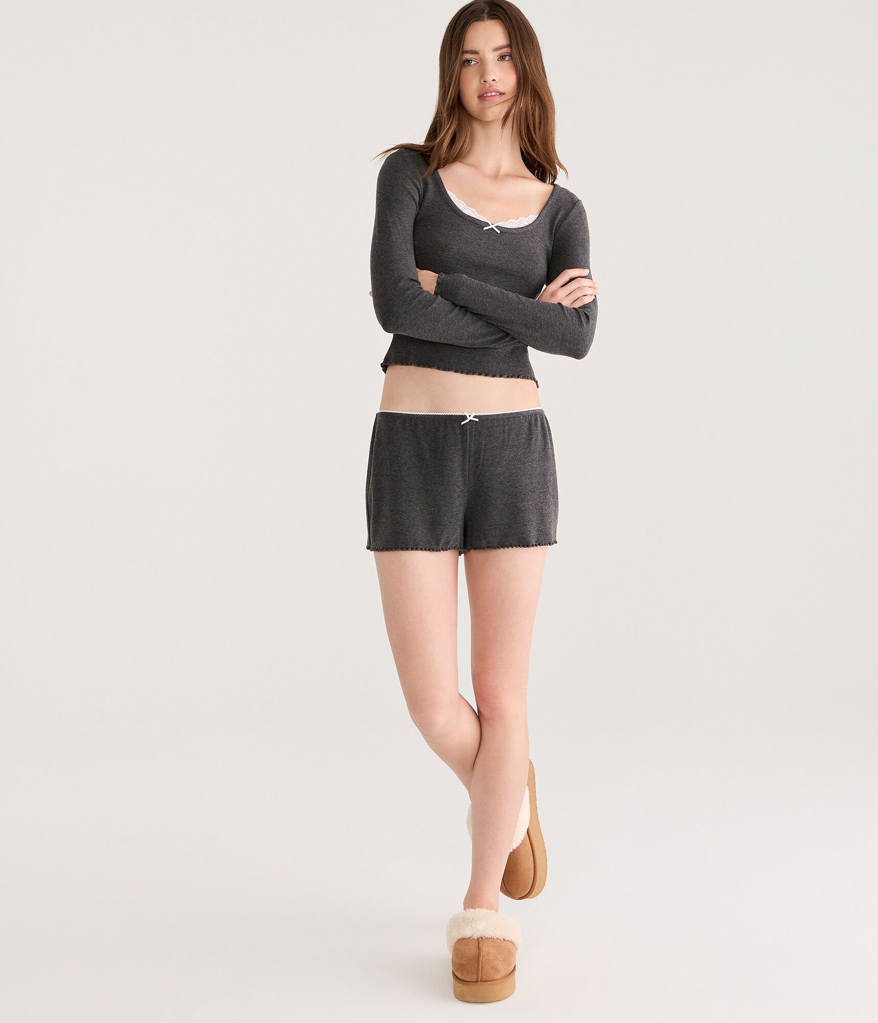 Low-Rise Lettuce-Edge Sleep Shorts