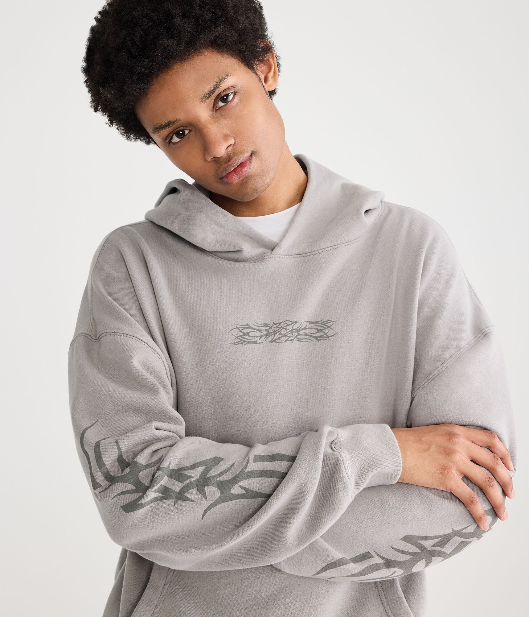 Cloud Soft Tribal Tattoo Boxy Pullover Hoodie
