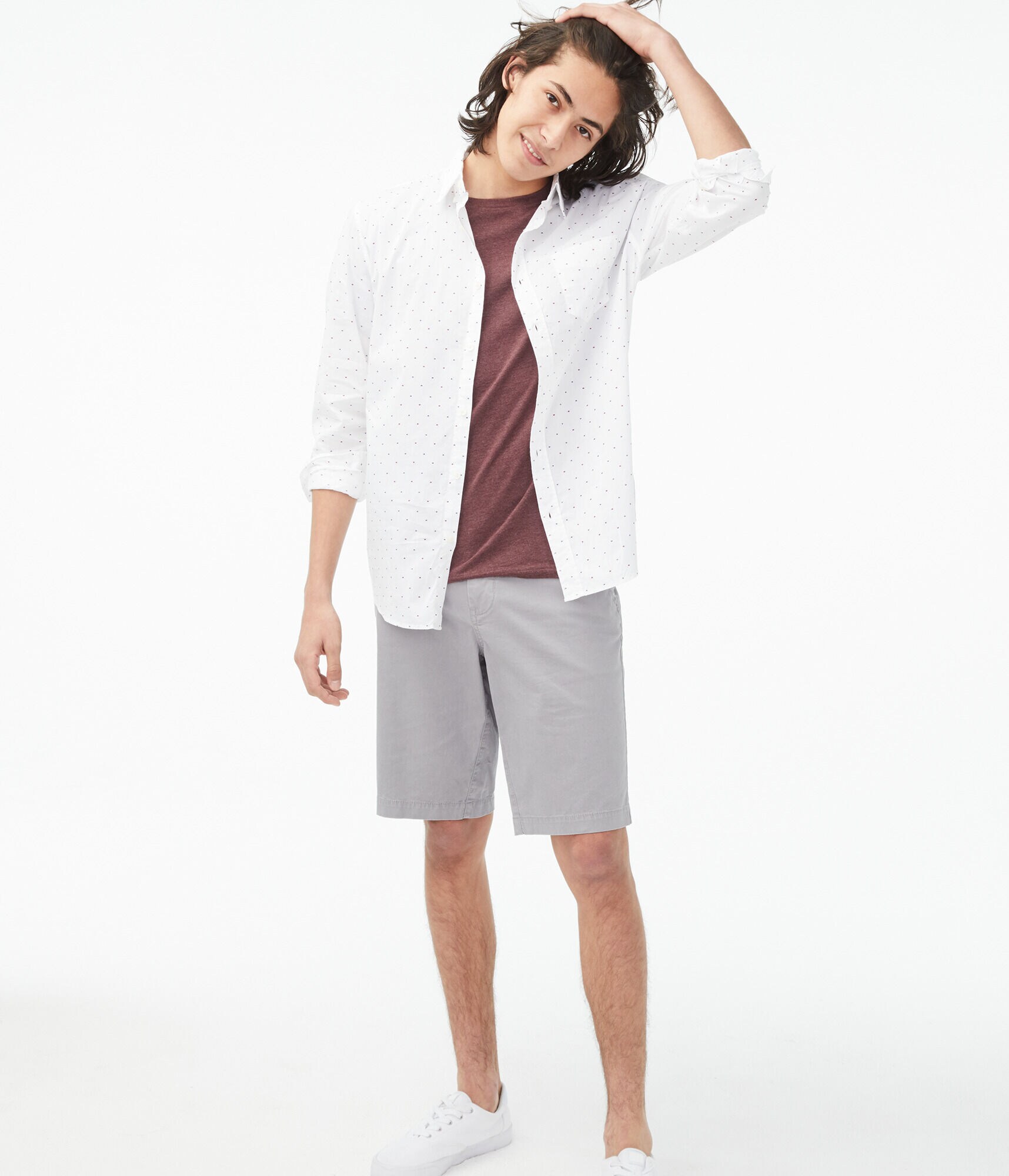 Long Sleeve Geometric Dot Button-Down Shirt