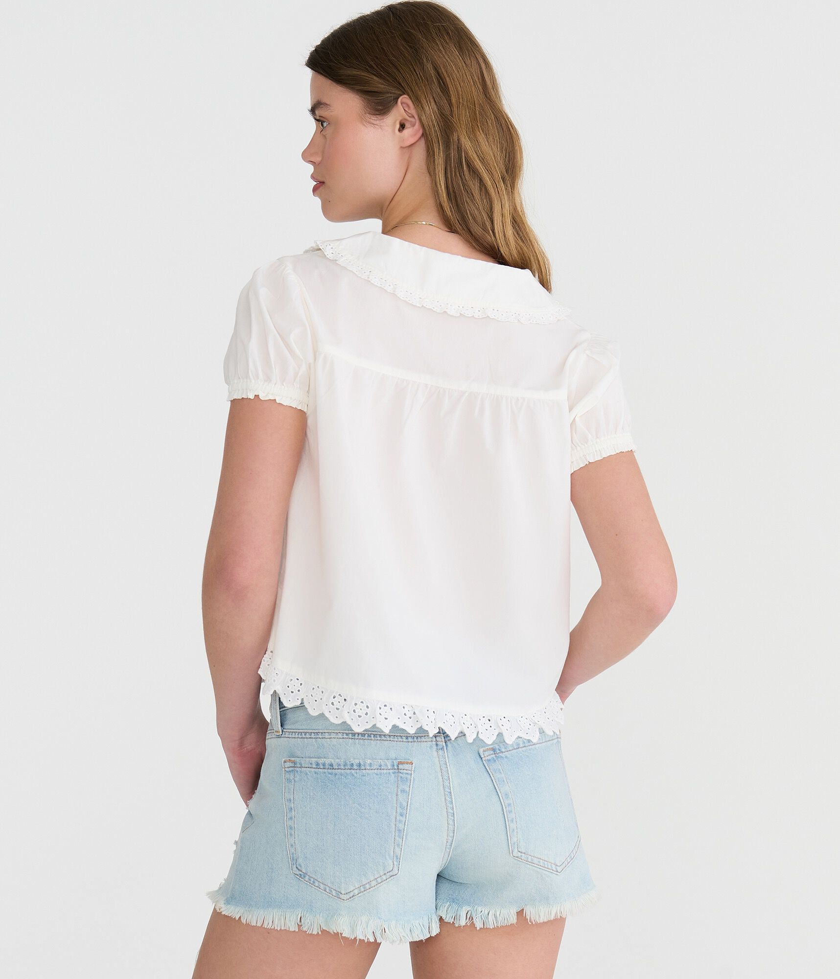 Lace &amp; Eyelet Peter Pan Blouse