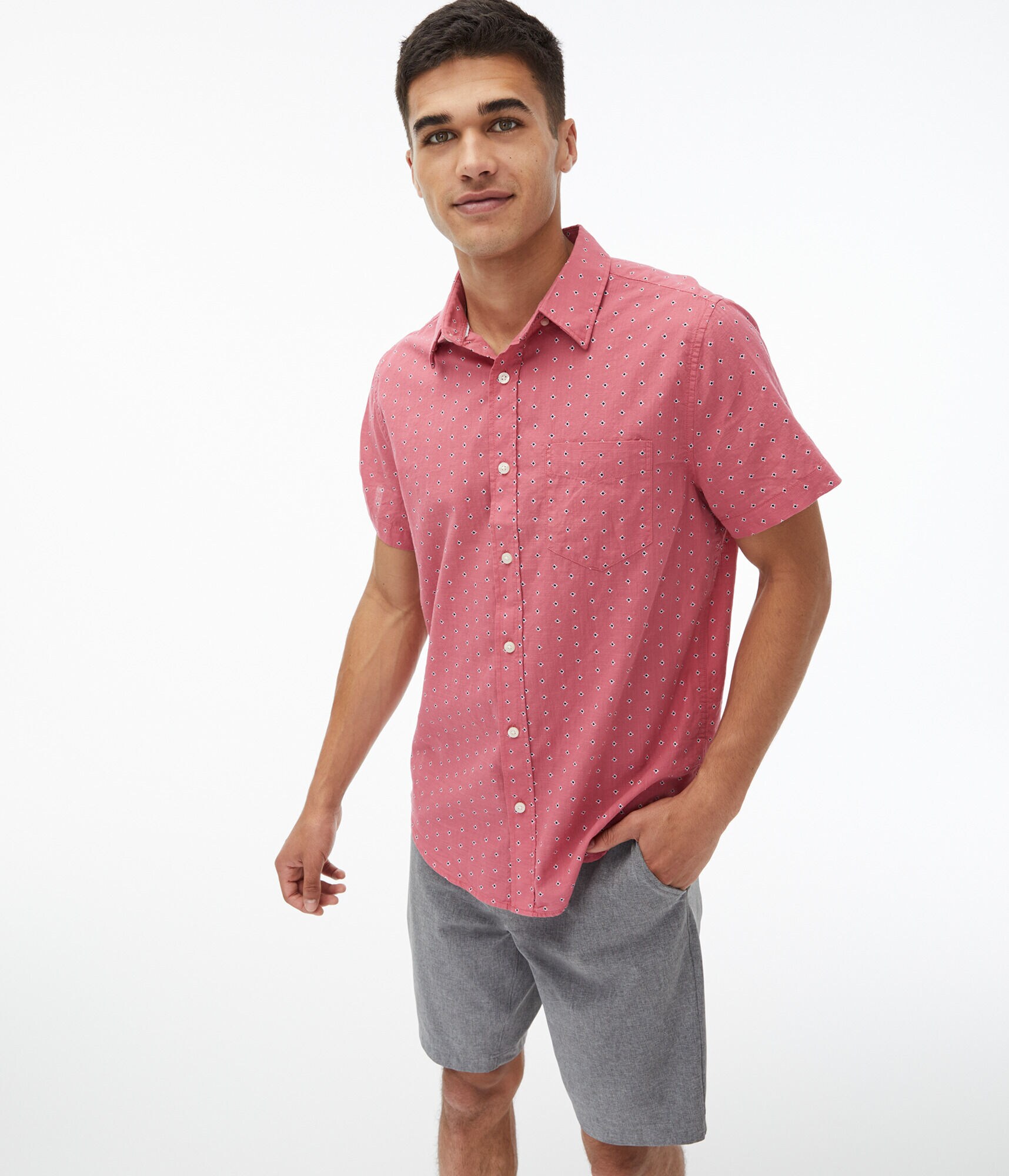 Geo Print Button-Down Shirt