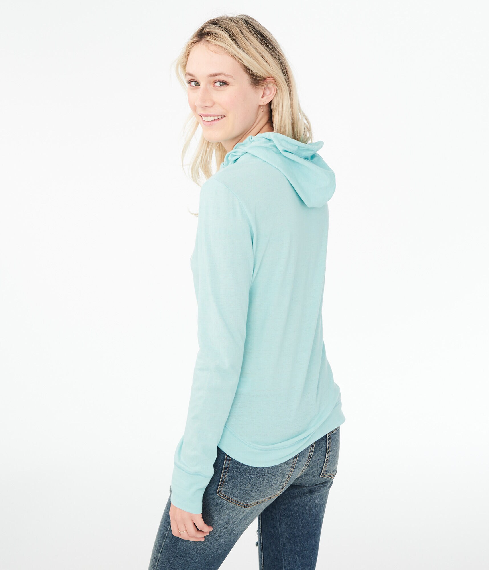 Long Sleeve Stacked Aero Logo Hooded Top***