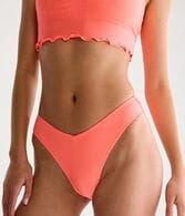 Ribbed High-Cut V-Front Cheeky Bikini Bottom