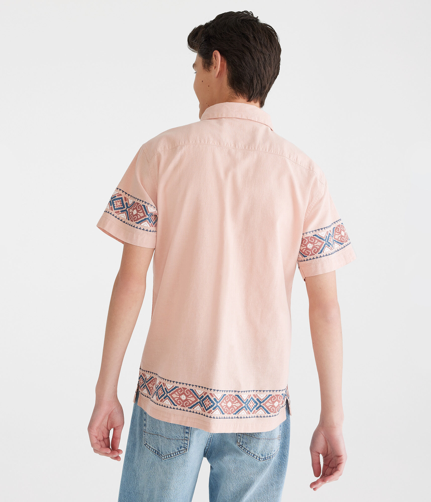 Geometric Border Print Camp Shirt