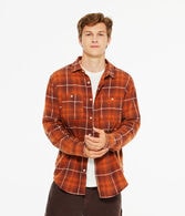 Long Sleeve Relaxed Washed Plaid Flannel Shirt