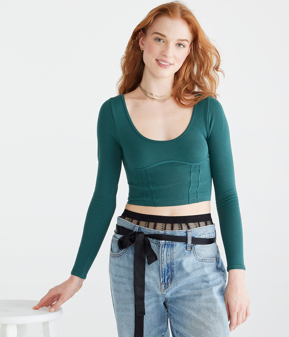 Long Sleeve Seriously Soft Corset Tiny Top