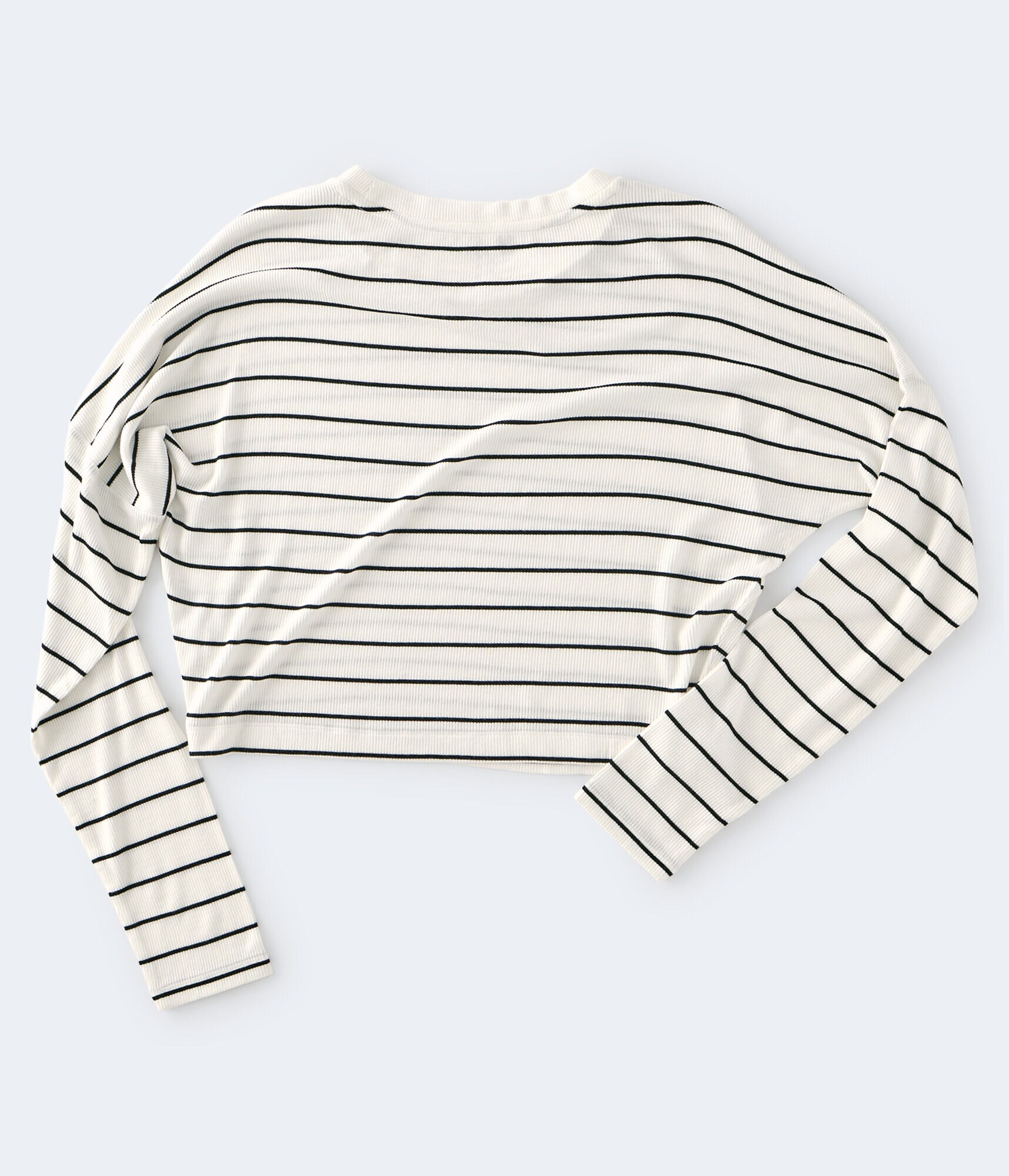Long Sleeve Striped Cropped Dolman Slouchy Tee