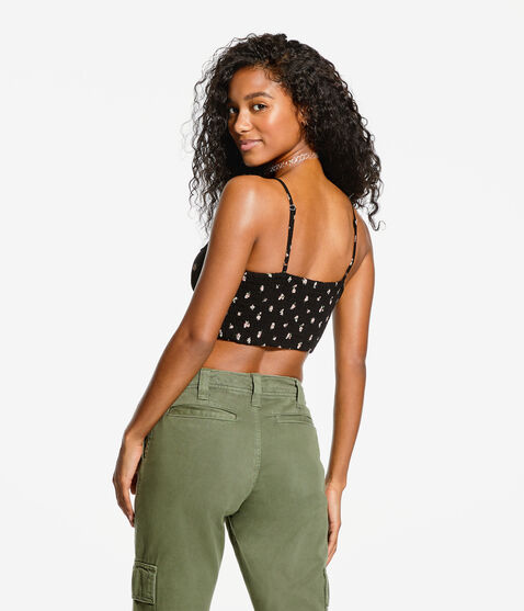 Floral Lace Cropped Bustier Cami Floral Lace Cropped Bustier Cami