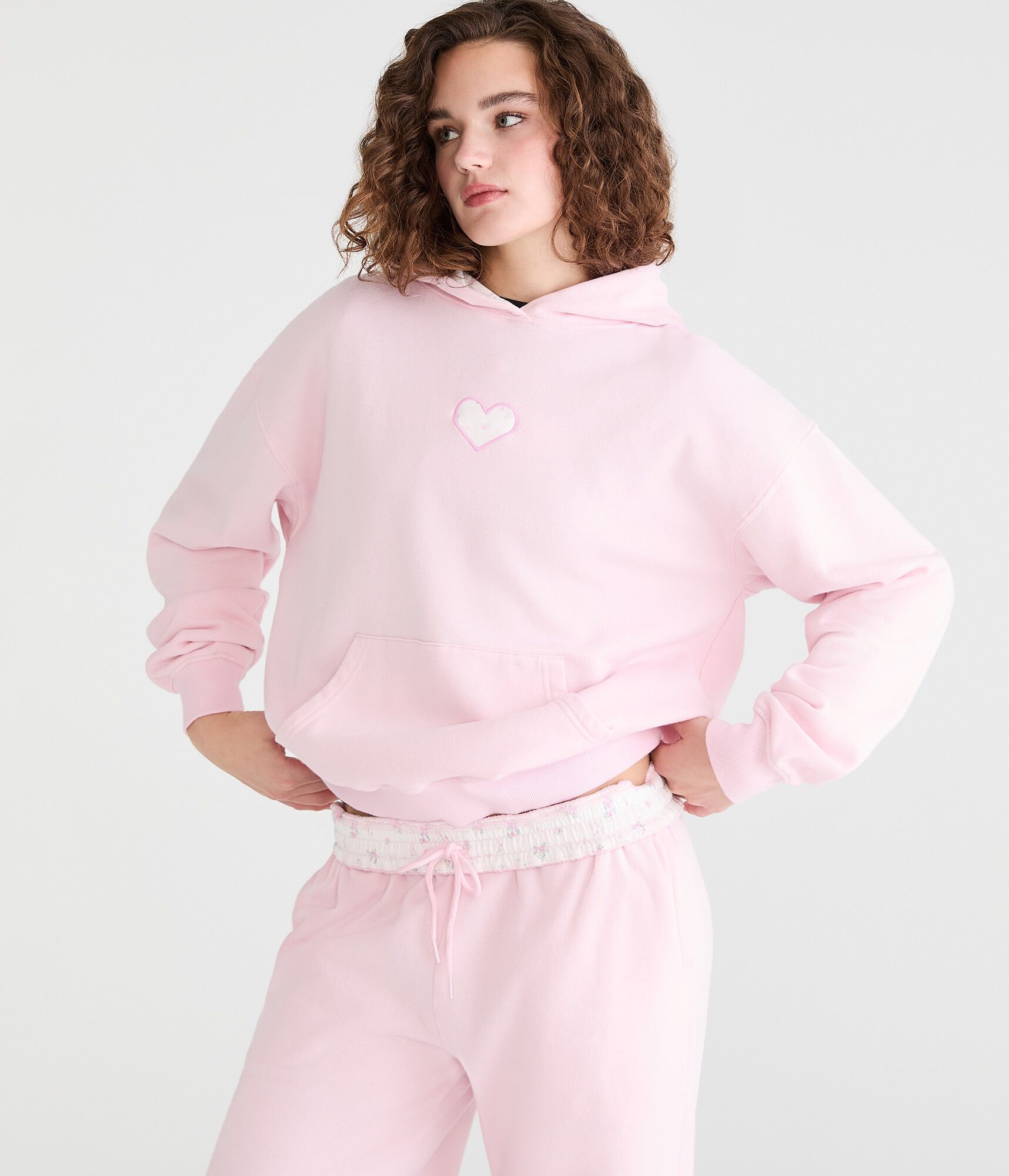 Cloud Soft Floral Heart Pullover Hoodie