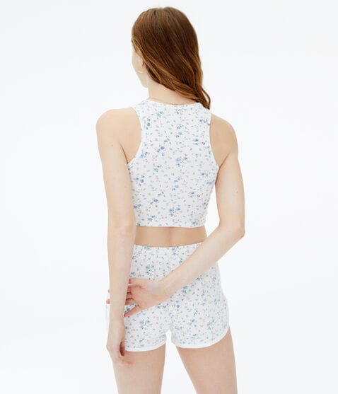 Floral Cropped Reverse Racerback Tank Floral Cropped Reverse Racerback Tank