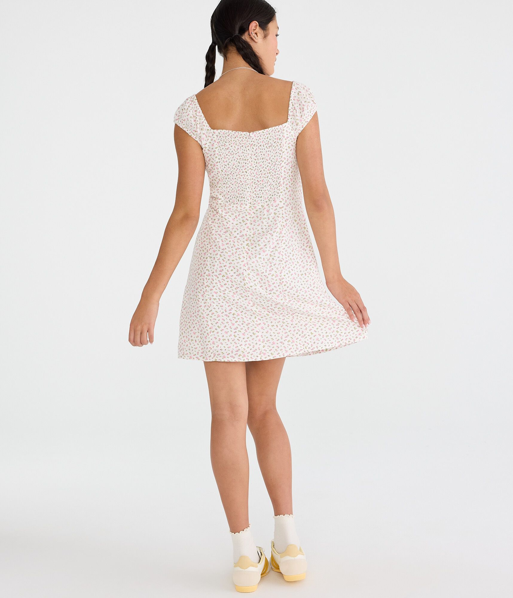 Floral Scoop-Neck A-Line Mini Dress