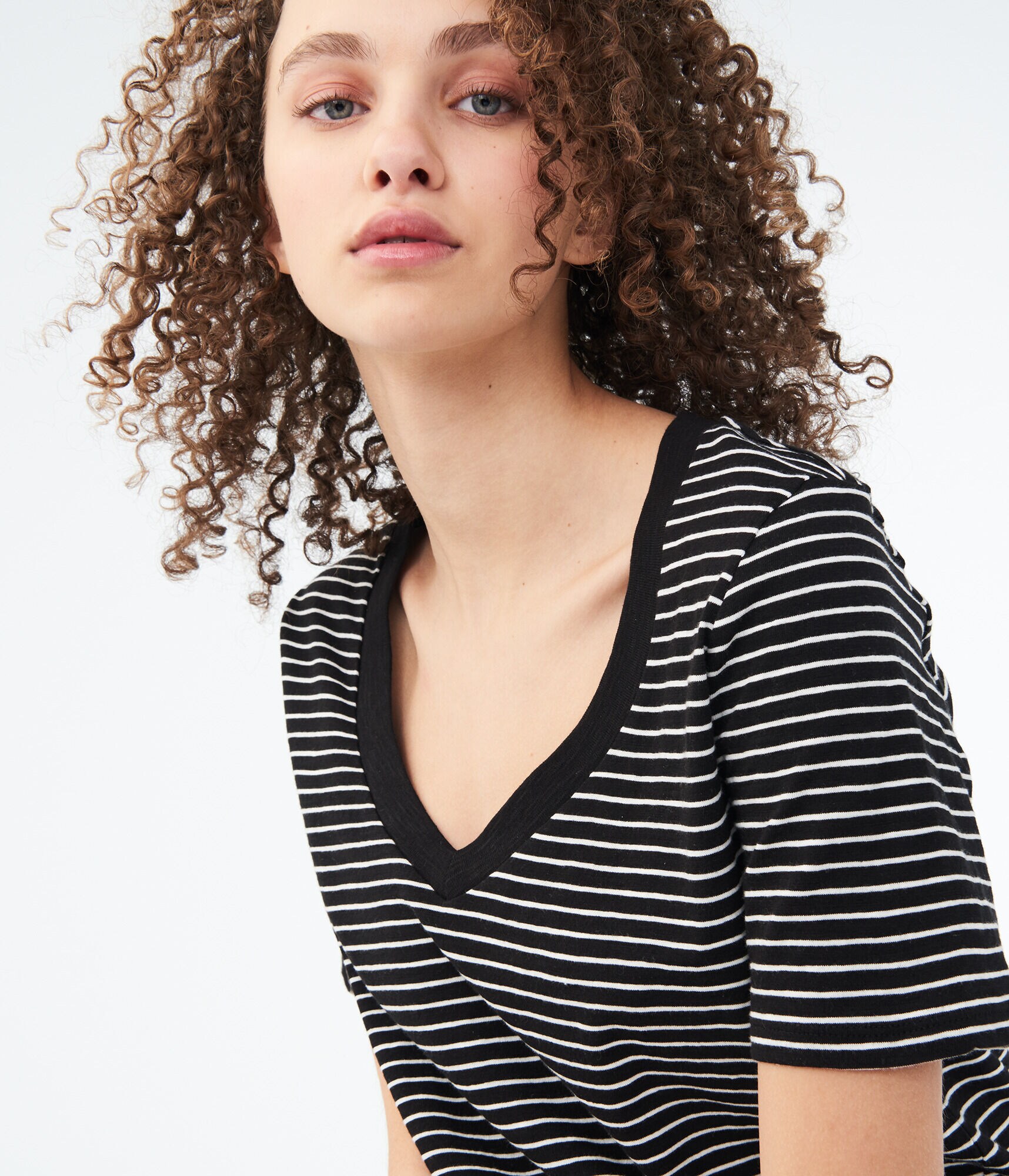 Striped V-Neck Tee