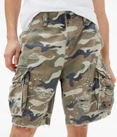 Destroyed Camo Cargo Shorts 9.5"