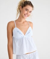 Thin Stripe Embroidered Babydoll Sleep Tank