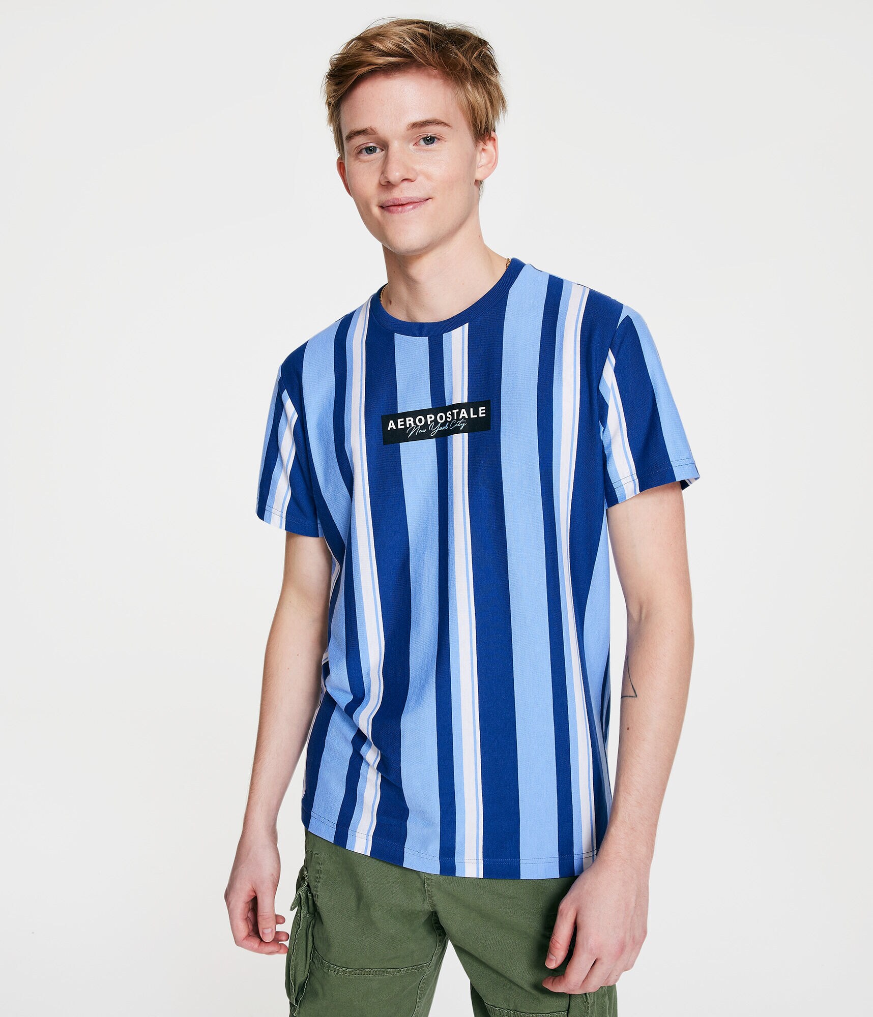 Aero New York City Vertical Stripe Graphic Tee