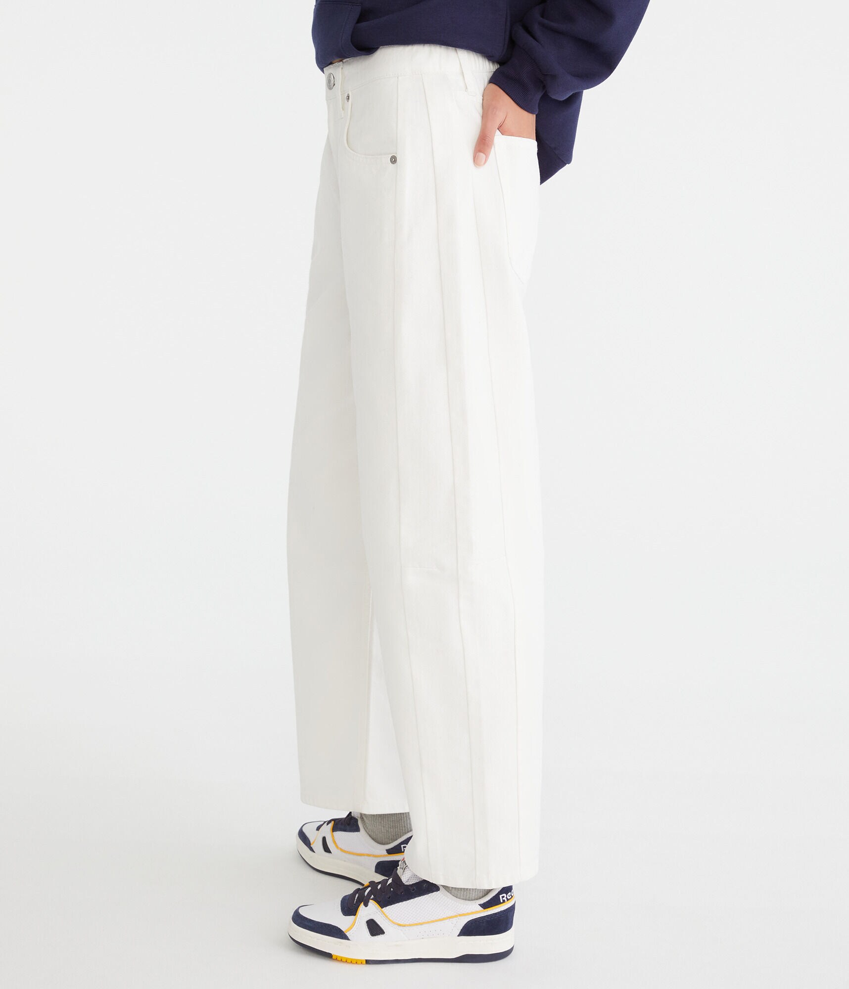 High-Rise Twill Barrel Pants