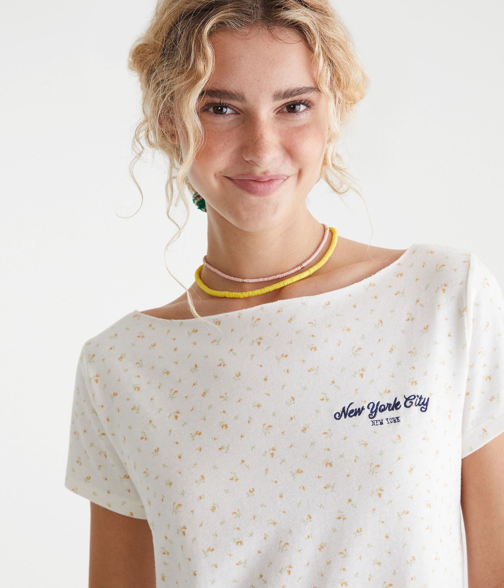 Seriously Soft Floral Off-The-Shoulder Vintage Fit Graphic Tee