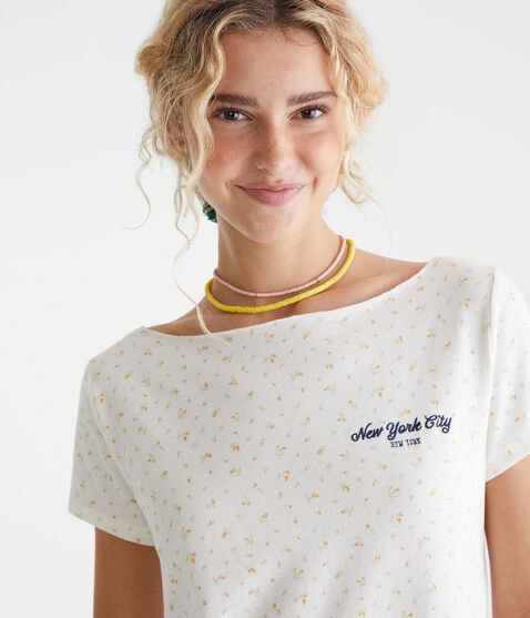 Seriously Soft Floral Off-The-Shoulder Vintage Fit Graphic Tee Seriously Soft Floral Off-The-Shoulder Vintage Fit Graphic Tee
