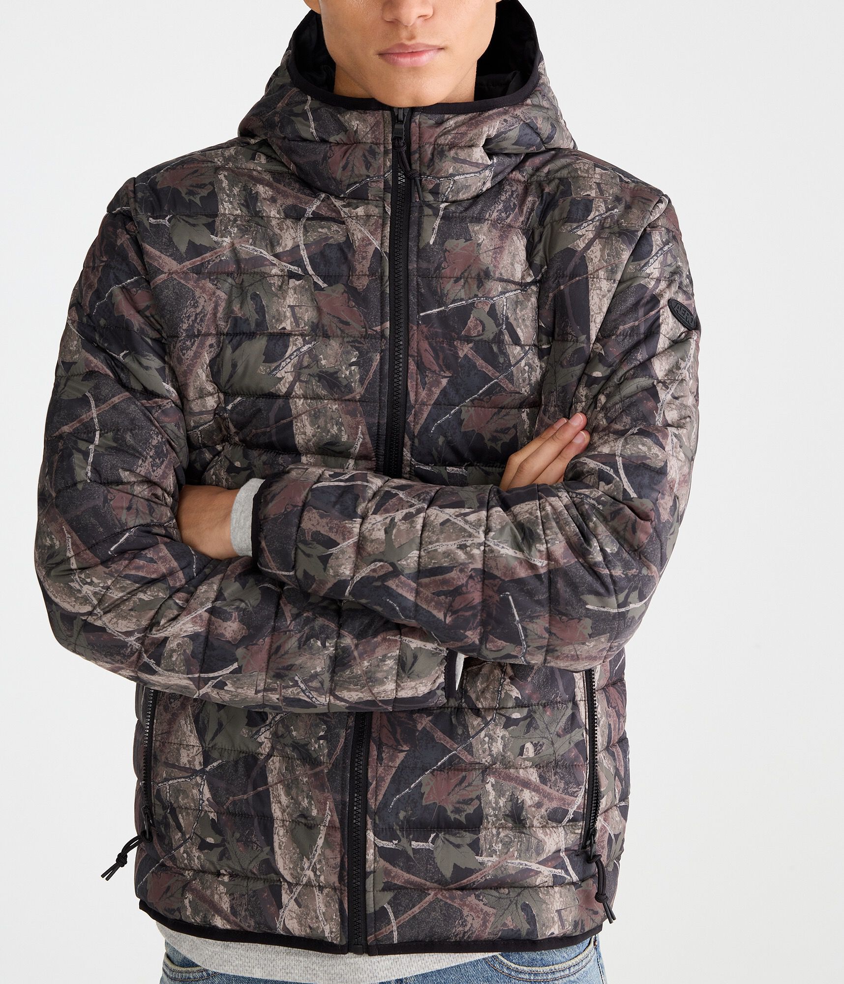 Forest Camo Hooded Midweight Puffer Jacket