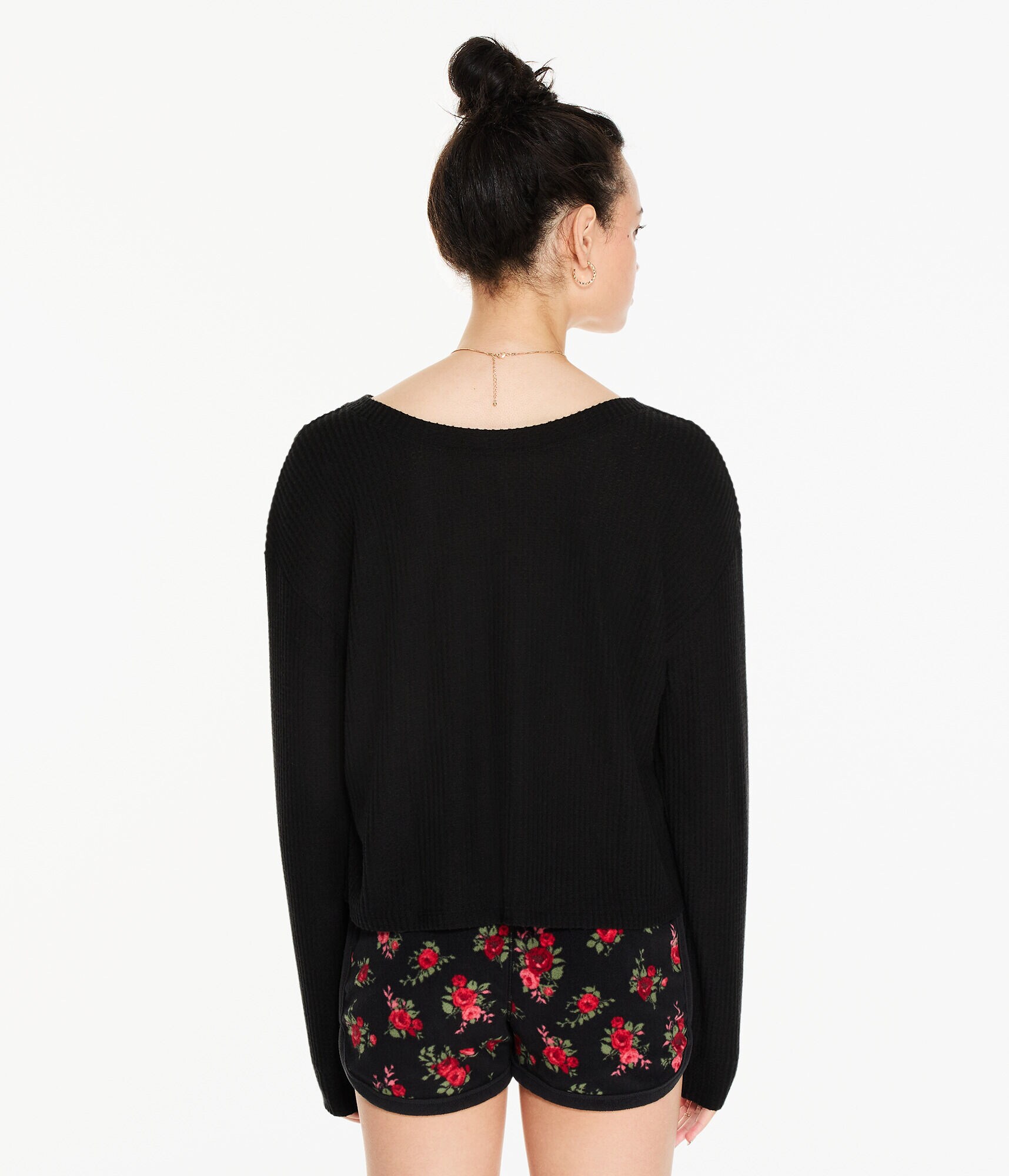 Long Sleeve Wear 2 Ways Cozy Waffle Tee