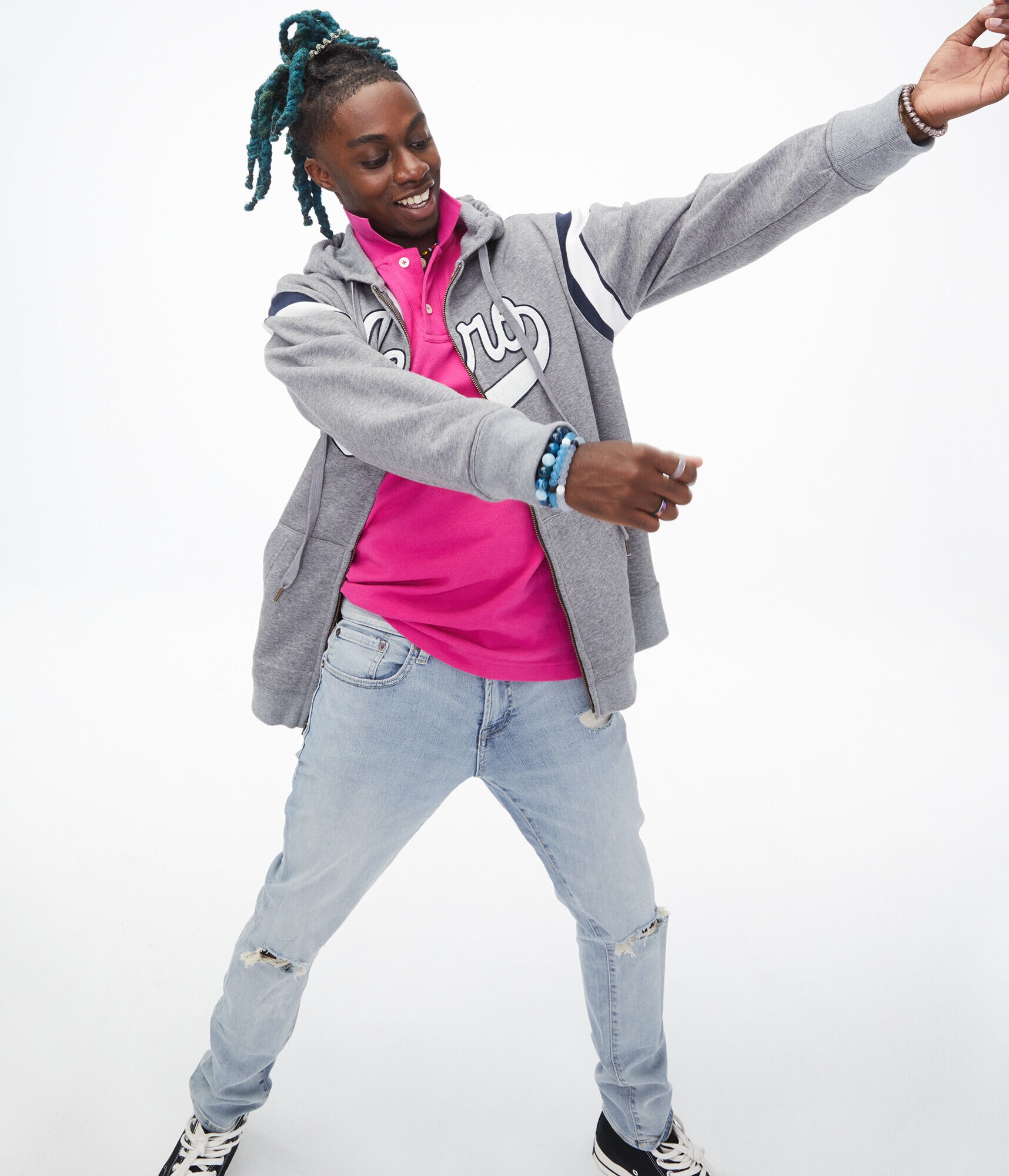 Aero Script Stripe Full-Zip Hoodie