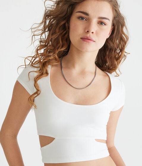 Seriously Soft Side Cutout Baby Tee Seriously Soft Side Cutout Baby Tee