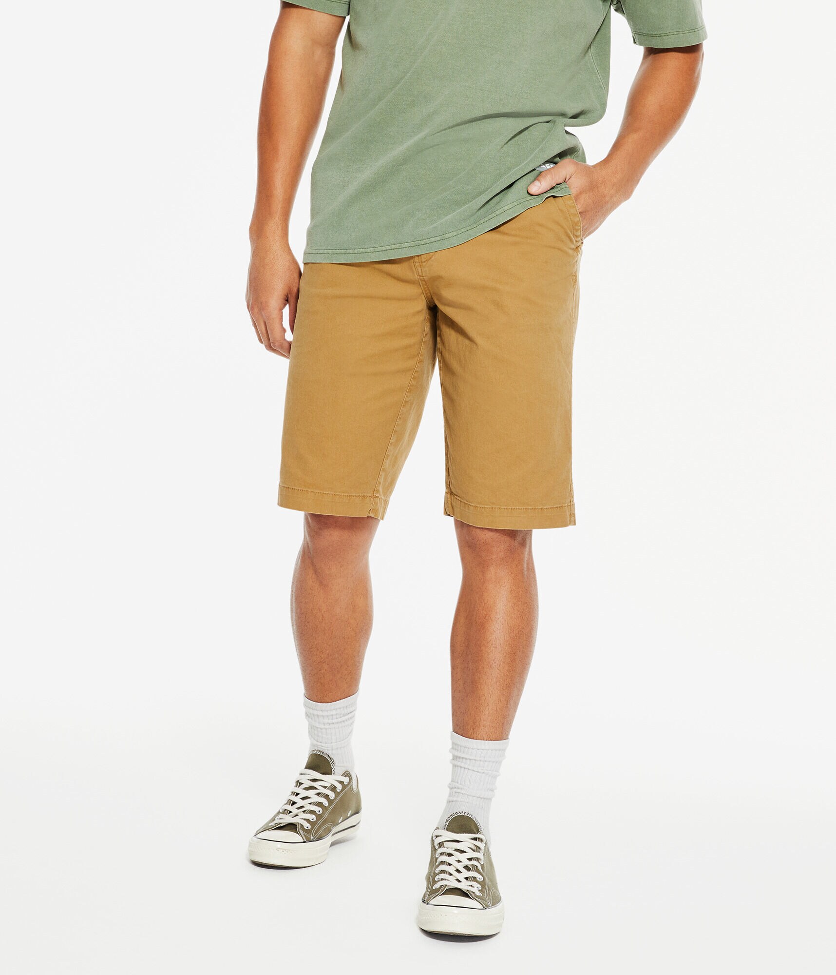 longer length chino shorts