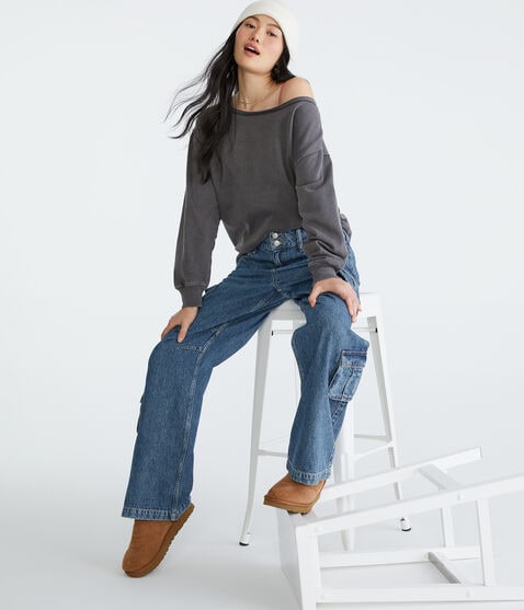 Washed Off-The-Shoulder Sweatshirt Washed Off-The-Shoulder Sweatshirt