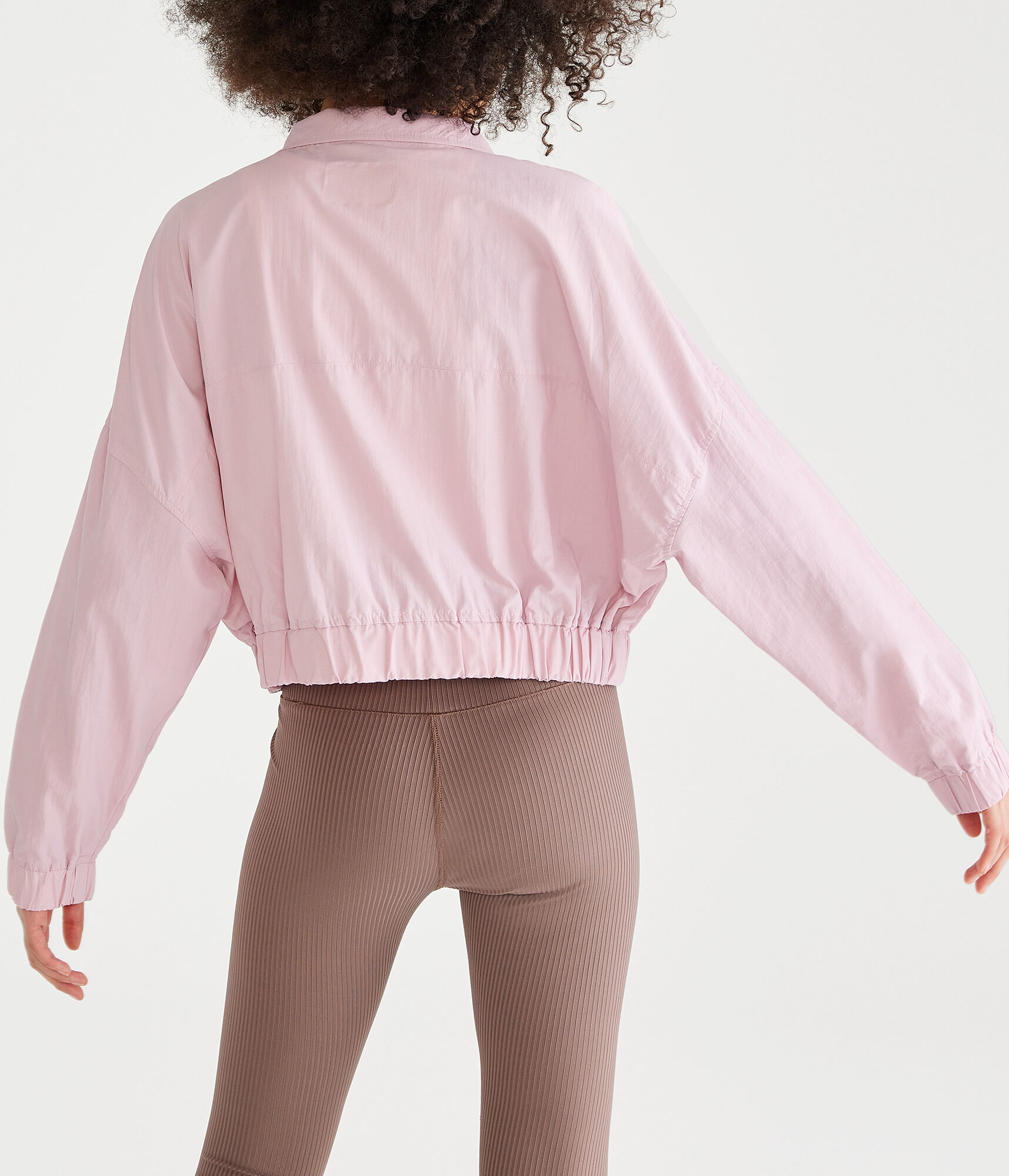 Nylon Cropped Windbreaker Jacket