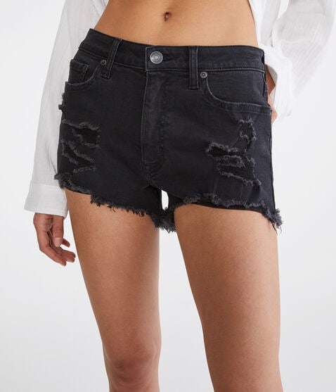 Vintage High-Rise Denim Shorty Shorts