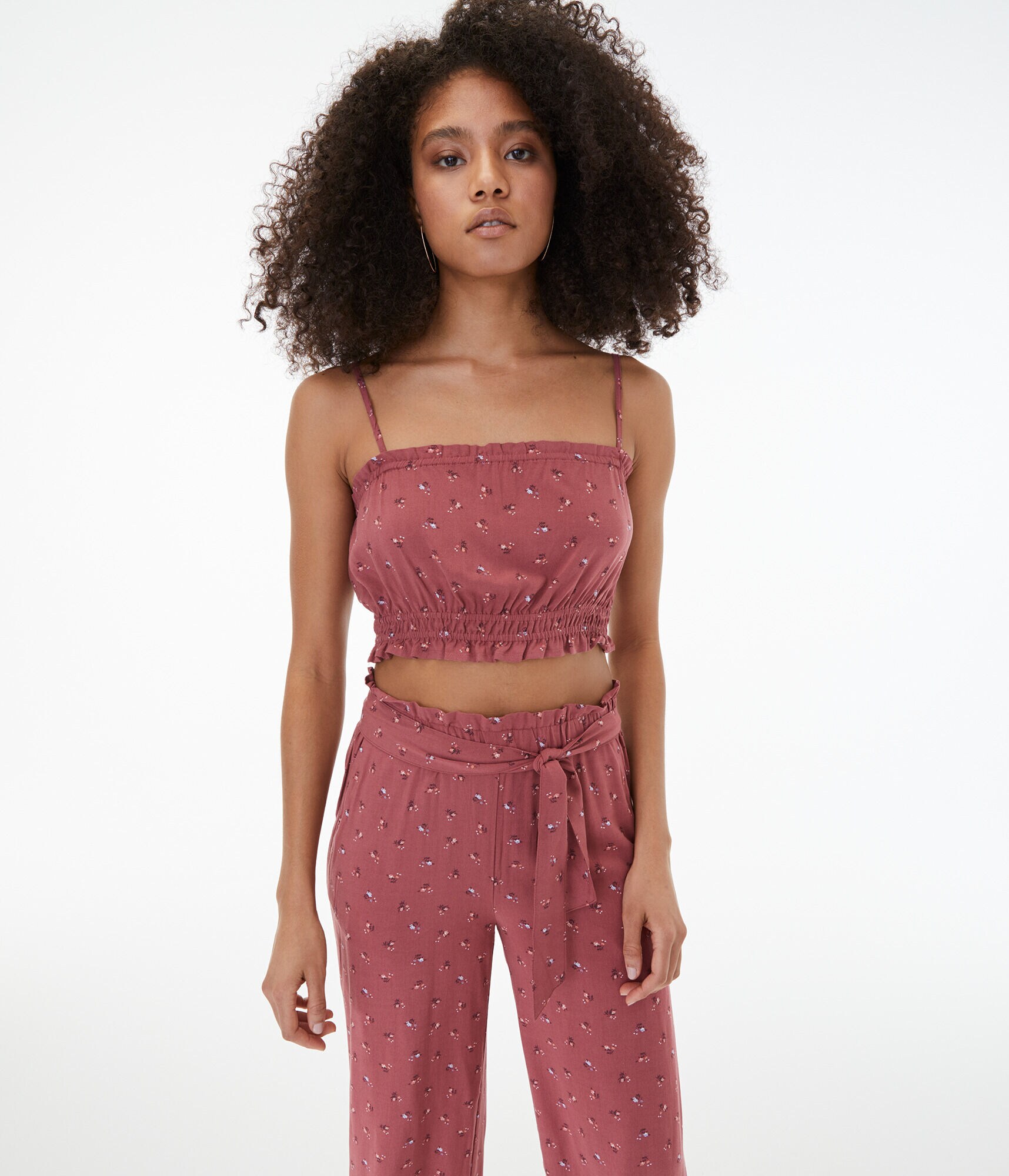 Tiny Flower Smocked Cropped Tank