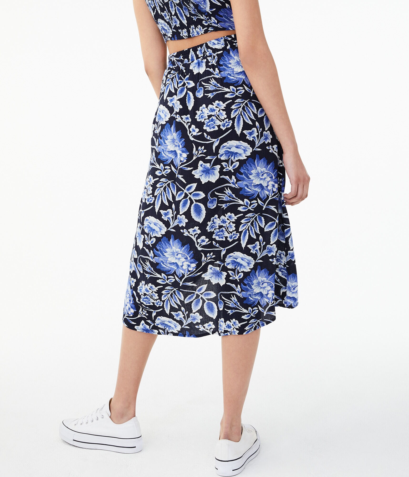 Tonal Floral Midi Wrap Skirt
