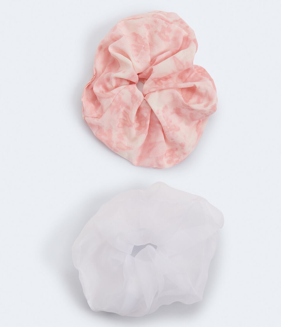 Tie-Dye & Sheer Jumbo Scrunchie 2-Pack