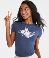 Aeropostale Embroidered Floral Graphic Tee