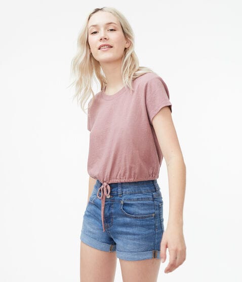Drawstring-Hem Cropped Tee Drawstring-Hem Cropped Tee