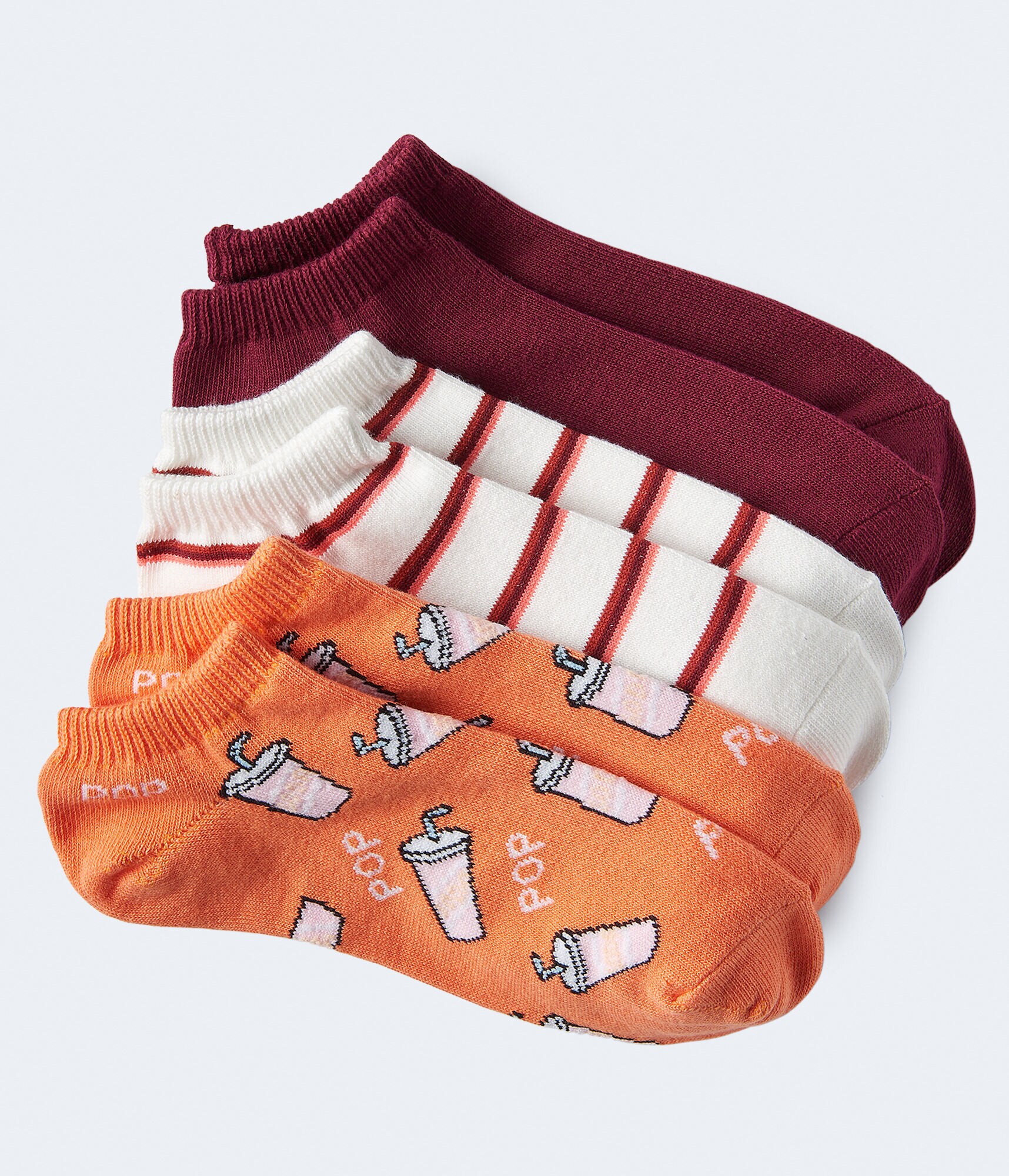 3-Pack Soda, Stripe &amp; Solid Ankle Socks