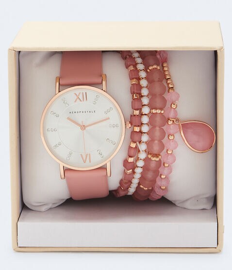Rhinestone Faux Leather Watch & Bracelet Set Rhinestone Faux Leather Watch & Bracelet Set