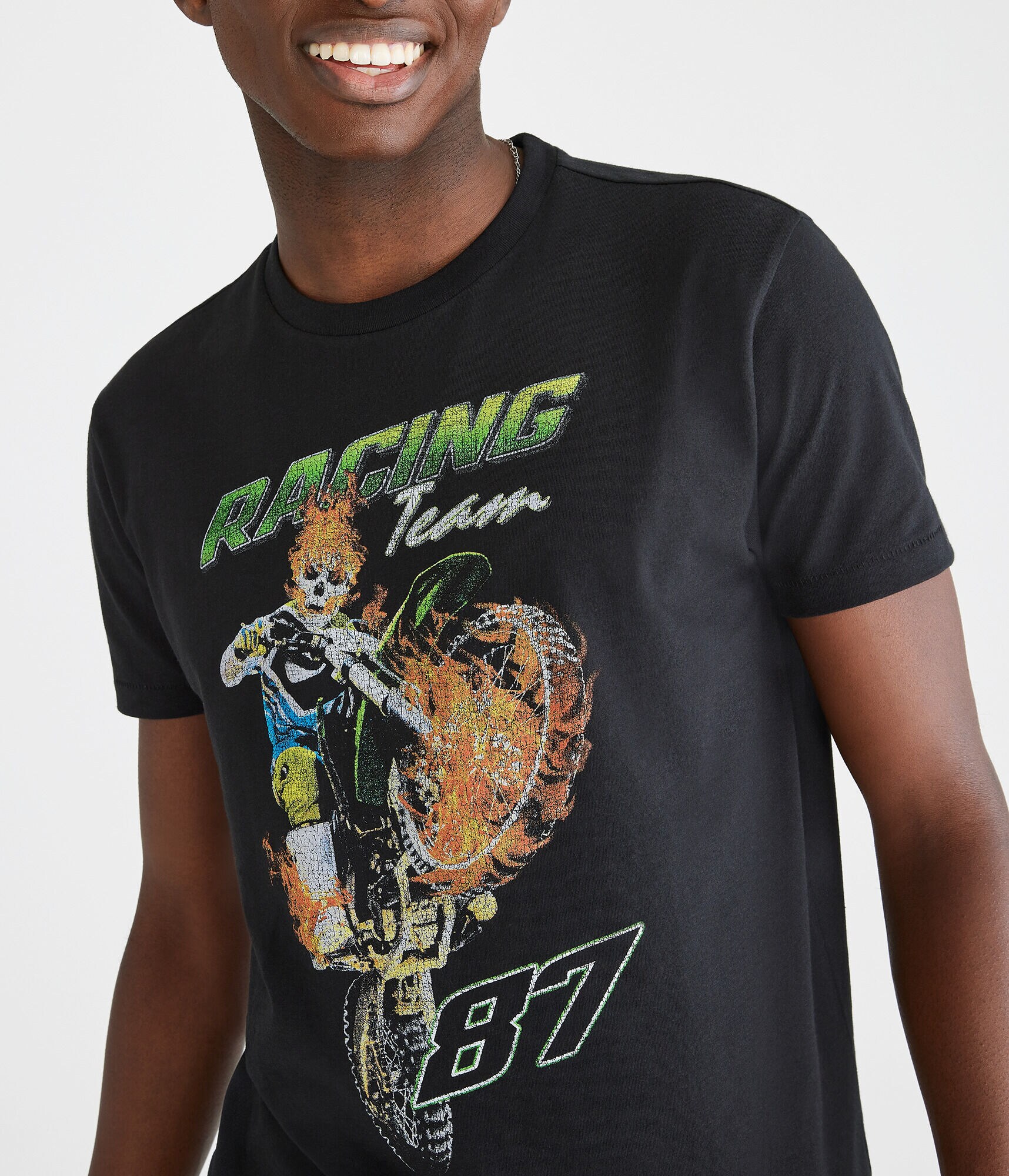 Skeleton Motorcycle Racing Graphic Tee