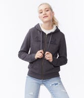 Aeropostale Logo Faux Fur-Lined Full-Zip Hoodie***