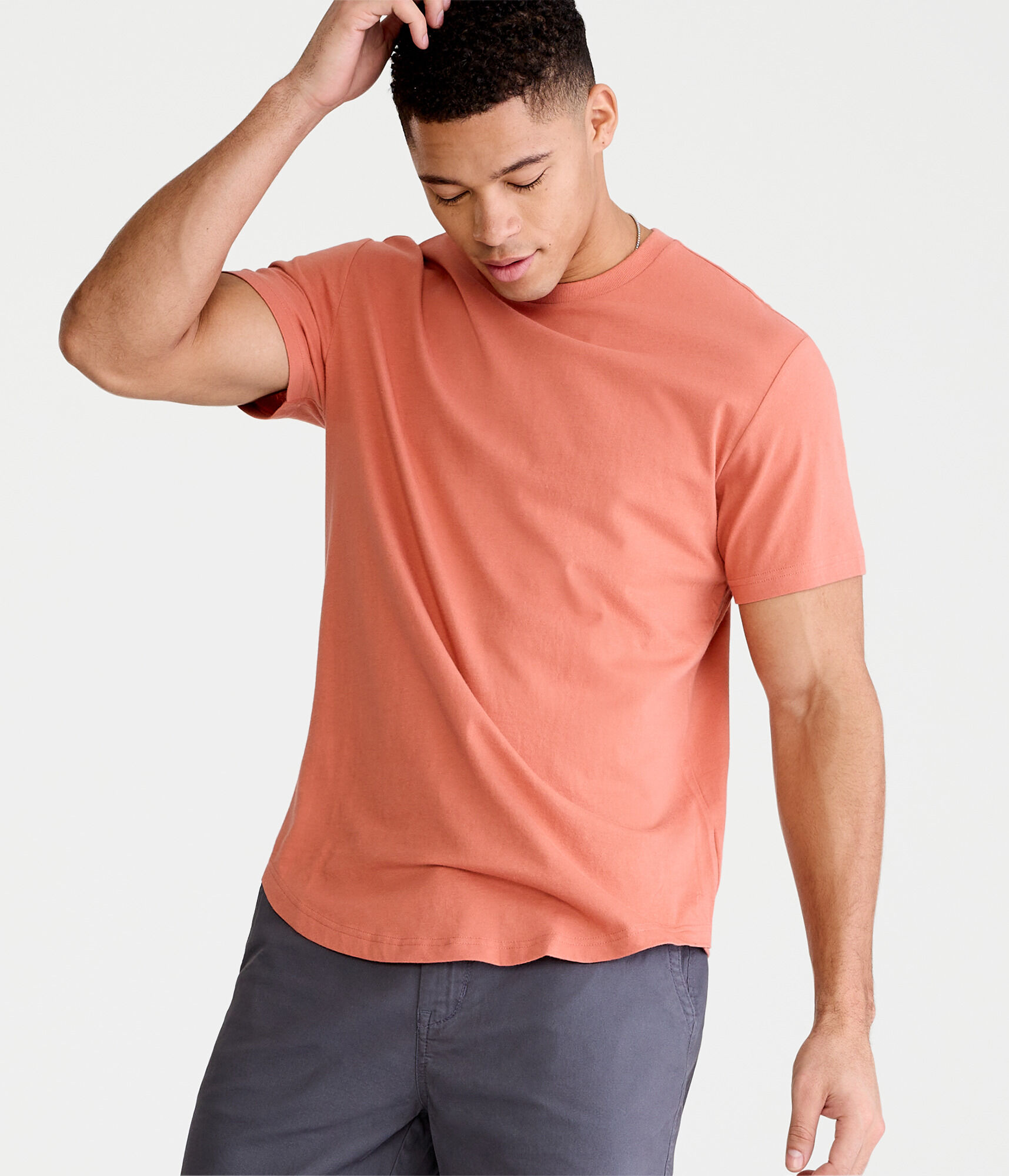 Solid Curved Hem Crew Tee