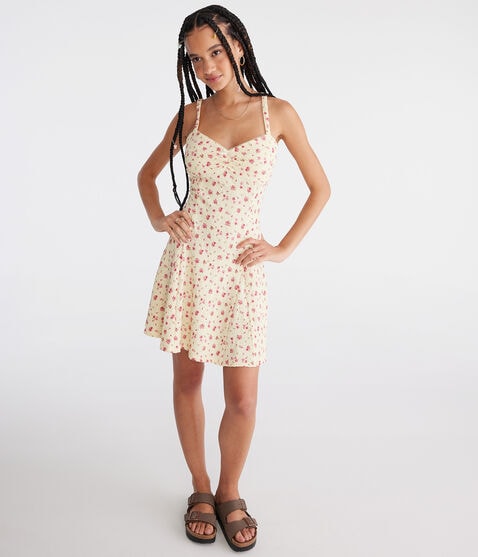 Floral Sweetheart Textured Mini Dress Floral Sweetheart Textured Mini Dress