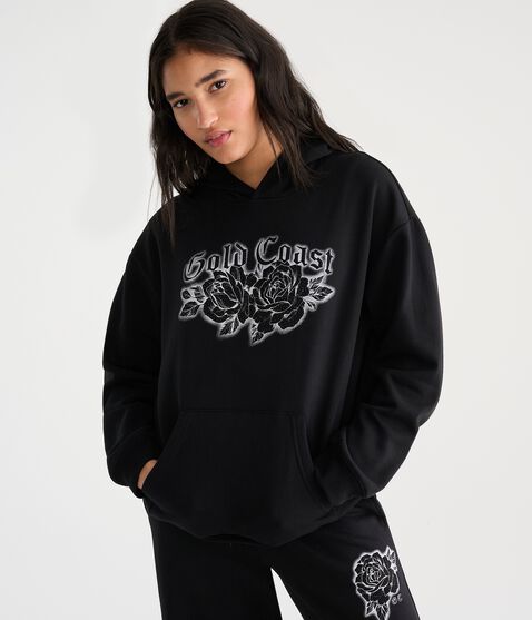 Aero Exclusive Déjà For Aero Gold Coast Roses Oversized Pullover Hoodie