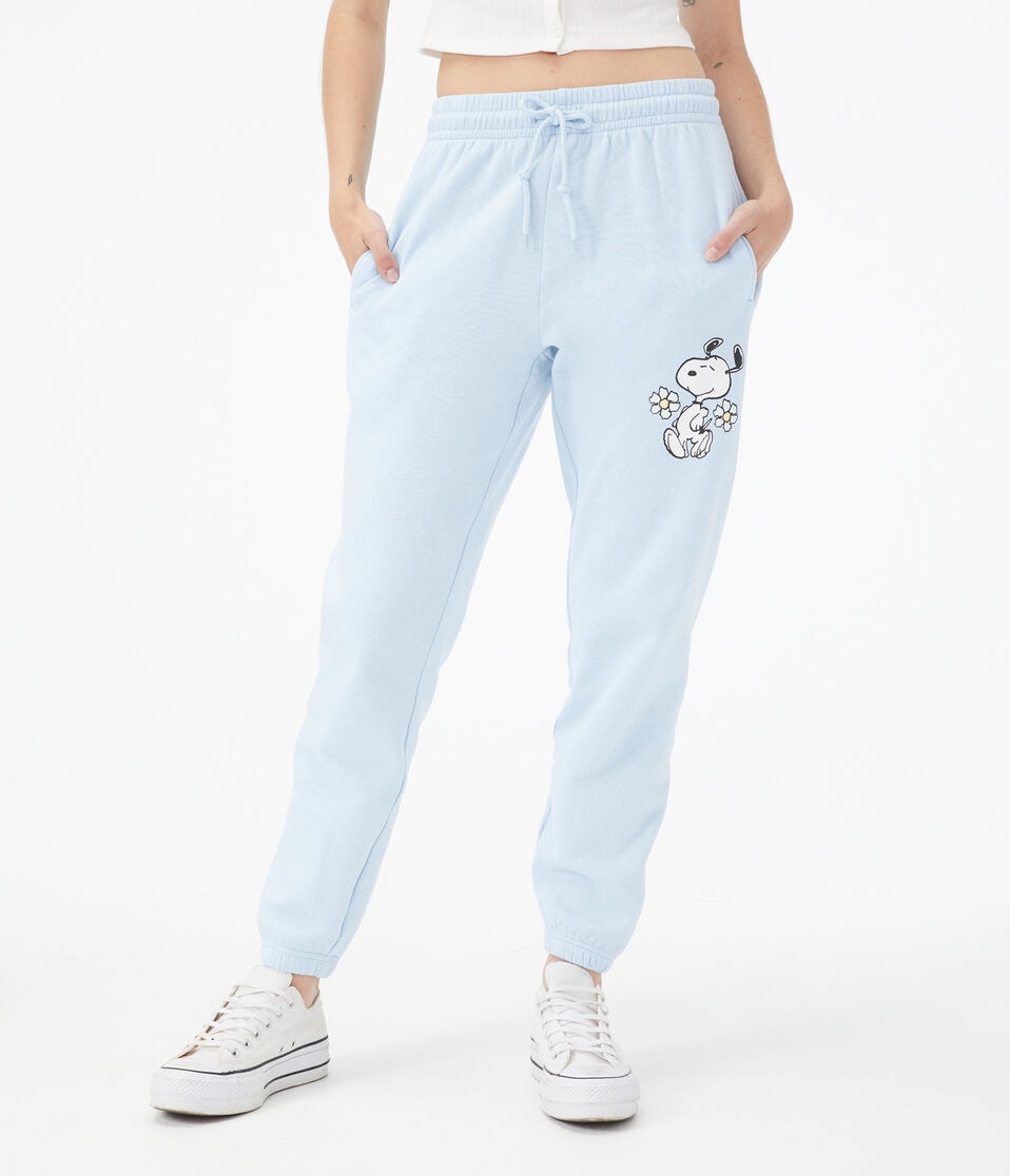 Snoopy Flowers High-Rise Cinched Sweatpants