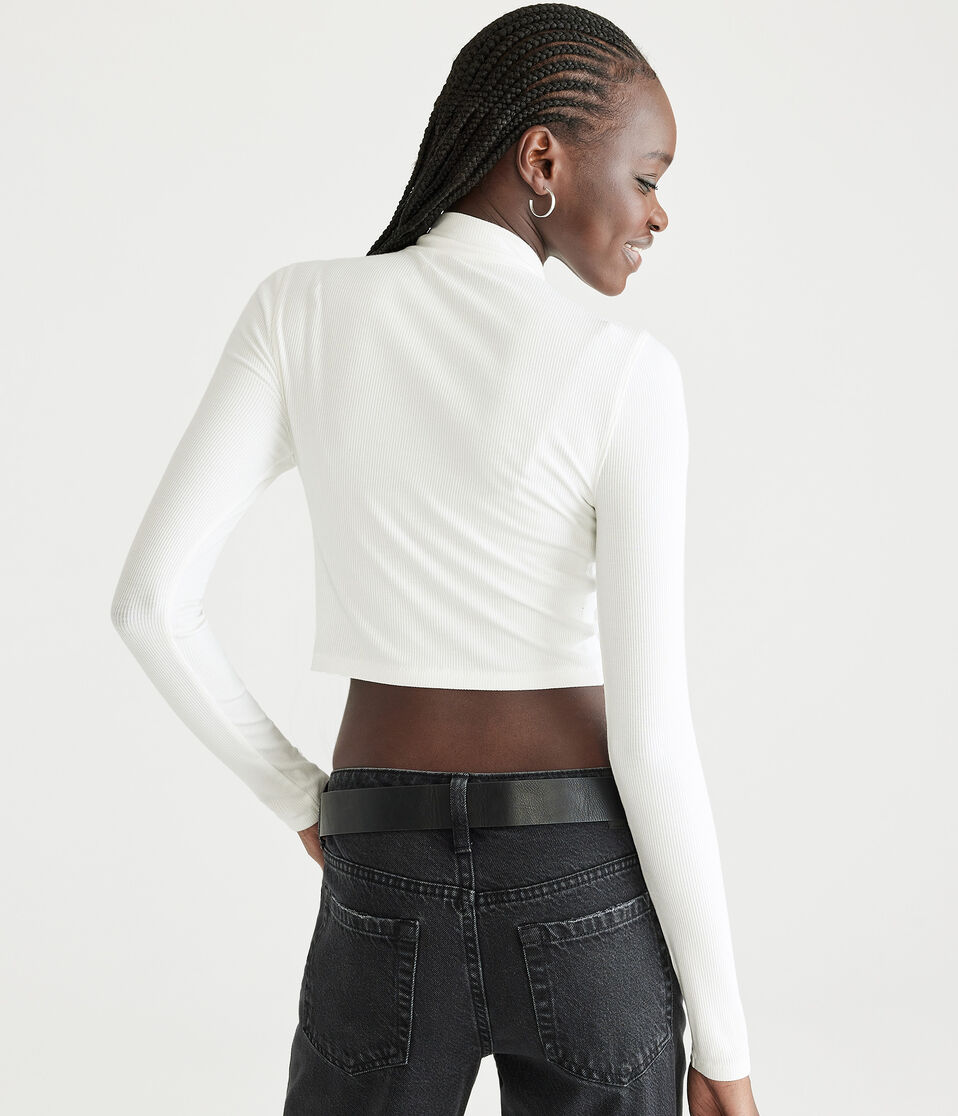 Long Sleeve Mock-Neck Cropped Top